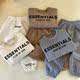 Boys and girls velvet suit 2023 autumn and winter new letter printed round neck sweatshirt and sweatpants baby two-piece set trendy