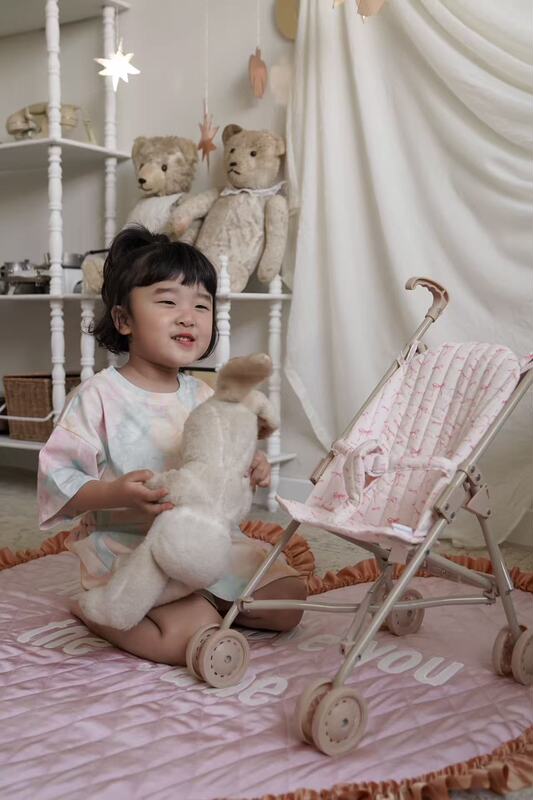 ins Children's Pretend Play Toy with Doll Stroller for Taking Care of Baby, Role-Playing Stroller for Boys and Girls