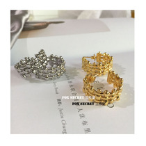 Advanced Small Crownins Wind Style Woven Earrings Retro Tide Gilded Ear Accessories European and American Lukewarm Metal Hollowed-out Ear Rings