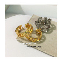 2021 new letter c-shaped ear ring European and American minimalist lukewarm wind hip-hop hollowed-out letter circle ring earrings
