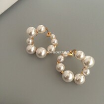 Size Gradient Pearls Earrings Style Elegant Advanced Retro Ring Swivel Bending Pearl Earrings Earrings