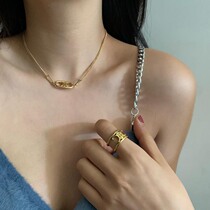 Advanced Senses European And European Symbol Necklace Female small crowdplated True Golden Triumph Gate Laminated Minimalist Lukewarm Wind Bilayer Collarbone Chain