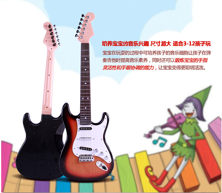 Có thể chơi trẻ em của cậu bé mô phỏng bass electric guitar đồ chơi âm nhạc giáo dục sớm câu đố 6 chuỗi người mới bắt đầu nhập cụ