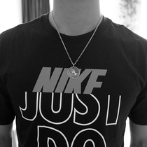 925 silver prayer hand niche men necklace round brand personality coin hip hop student pendant 1944