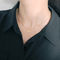 Mini ladies cross pendant color gold cross necklace girl titanium steel choker 1486