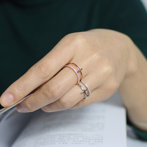 925 Silver Lady Ring Diamond Opening Cross Fashion Cold Wind Female Ring Girlfriend Gift One Size 1896