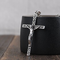 925 Silver Cross Mens Safe Necklace Tide Men Hip Hop Personality Student Day Gift 2051