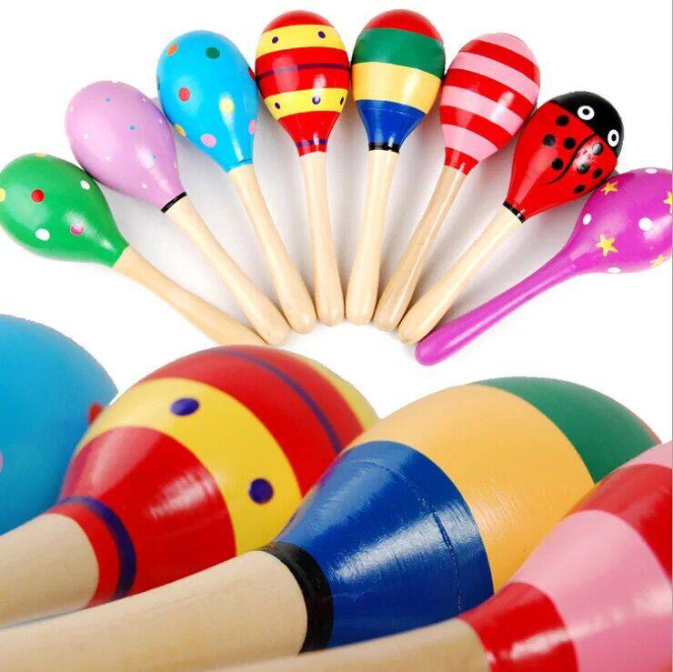 Baby sand hammer Wooden wooden exercise auditory grip rattle 0-1 years old Children percussion baby toy