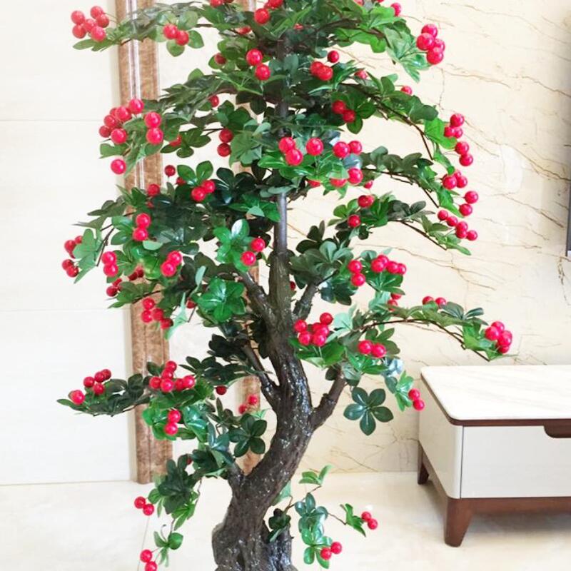 Kerry Artificial Tree Fruit Tree Cherry Tree Living Room Indoor Decoration Large Floor-Standing Potted Plant Bonsai Green Plant