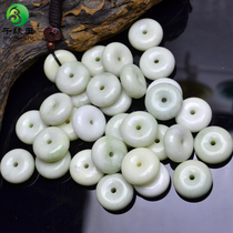 Natural blue field jade white jade safe buckle safe brand jade brand Jianghua jade white jade ivory white baby girl safe buckle