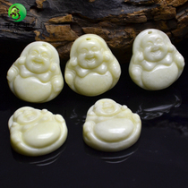 Lantian jade white jade Buddha male natural jade pendant pendant to protect the body and keep safe the big belly Maitreya Buddha