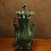 Zhong Dingqing bronze ware) imitation ancient handicraft) Henan Museum Town Hall Treasure) gifts) Non-relic) Lian crane square pot