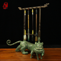 Tiger Phages Deer Pen Shelf) Cultural Gift) Antique Handicraft) Wenfang Four Treasure) Zhong Dingqing bronzer