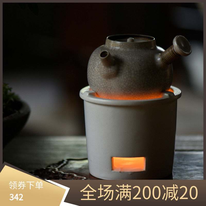 Jingdezhen Fanshan Hall Su hit the glaze side to make the bubble teapot open sheet small pottery pot mini alcohol stove to cook tea warm tea ware