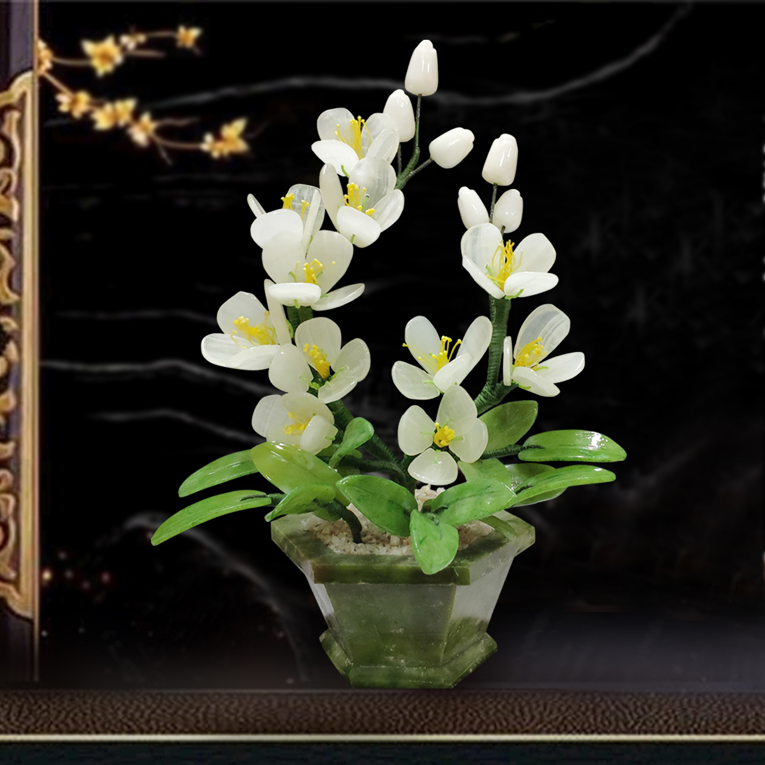 Natural jade flower pot view Living room Home Ornaments Jade Potted Plant Creative Genguan Wine Cabinet Craft Gift Pendulum accessories Imitation Pendulum