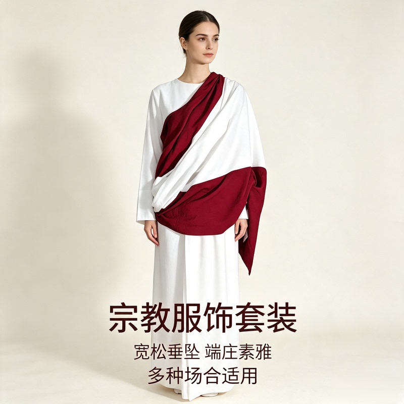 Yoga Shawl in Red and White, Made of Cotton and Linen, Suitable for All Seasons, Does Not Fade, 2.8m Long, 1m Wide