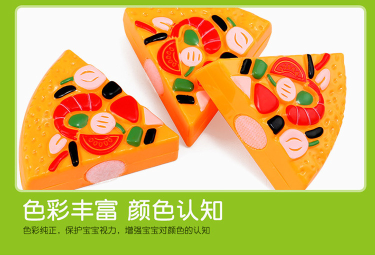 Trẻ em chơi nhà, cắt nhạc mô phỏng đồ chơi nhà bếp có thể cắt pizza để xem bộ đồ chơi rút gỗ