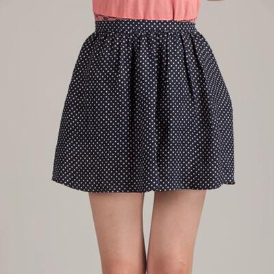 Special Offer 3918 Spring/Summer Chiffon Skirt, Pleated Mini Skirt, European and American Versatile Skirt, Big swing polka Dot skirt