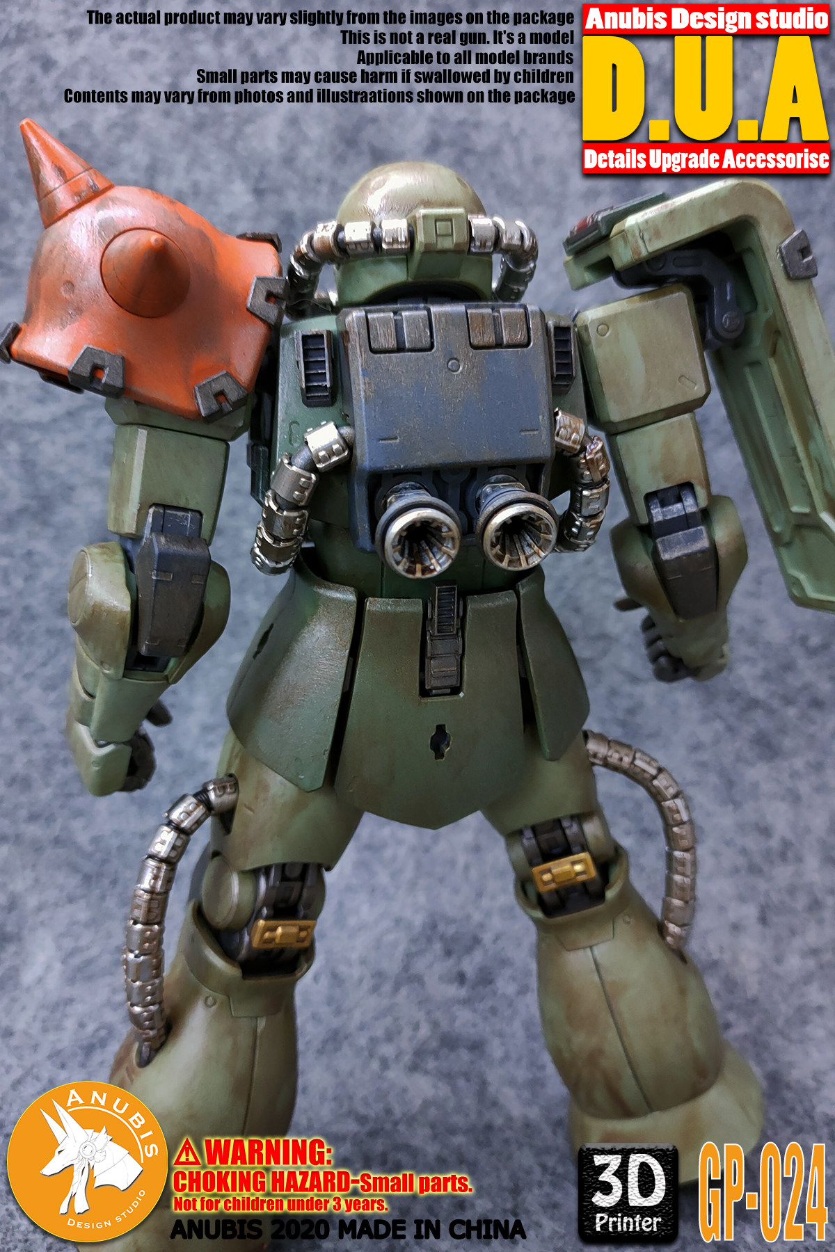 for MG 1/100 MS-06 Zaku II 2 Model Anubis 3D-printed Detail up Add