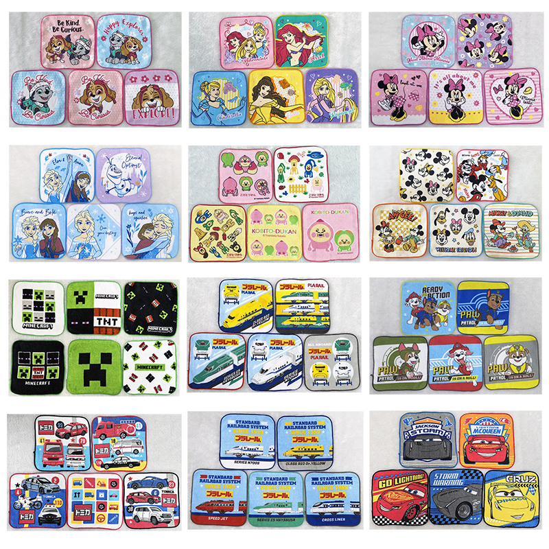  16X16Cm Japanese-Style Cartoon Pure Cotton Children's and Adult Sweat-Absorbing Handkerchief Towel for Wiping Mouth Square Towel