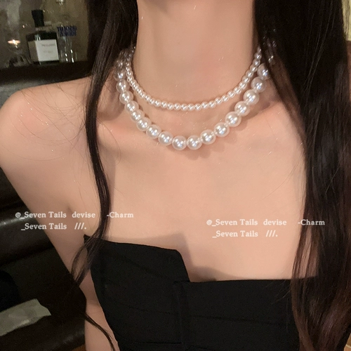 Ретро ожерелье из жемчуга, небольшая дизайнерская цепочка до ключиц, французский ретро стиль, легкий роскошный стиль, тренд сезона, коллекция 2023