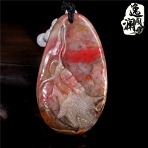 Changhua Soapstone Pendant Soft Ground Soapstone Pendant Necklace Sweater Chain Color Jelly (Flying Dragon) Fidelity