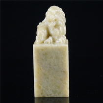 Fine polishing Qingtian stone seal door Green Beast button seal seal Gold Stone seal carving(Shoushan Shichang fossil)