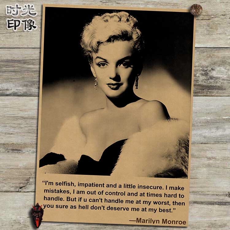 Marilyn Monroe American Actress Poster Nostalgic Retro Literary Kraft Paper Decorative Painting Hanging Picture Frame Painting Core