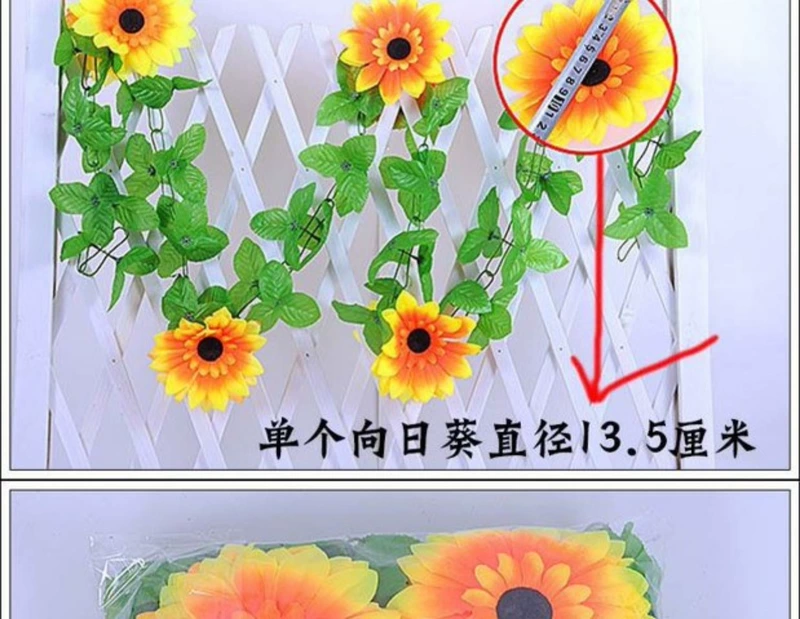 Mô phỏng Mặt trời Hoa Mây Hoa hướng dương Hoa giả Vine Vine Trang trí Ống nhựa Hoa Mây Tường Sticker Trang trí Treo Hoa - Hoa nhân tạo / Cây / Trái cây