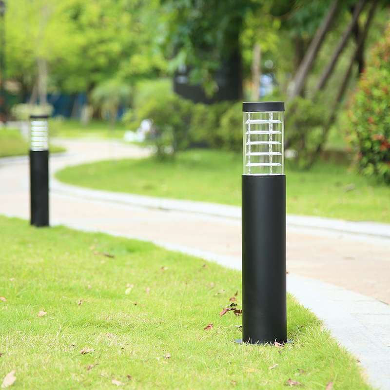 Lawn Lamp, Grass Lamp, Outdoor Waterproof Garden Lamp, Courtyard Lamp, Landscape Lamp, Cylindrical Low Street Lamp, Aluminum Glass Lampshade