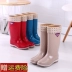 Giày cao gót đế xuồng nữ thời trang Hàn Quốc cộng với giày cashmere ủng đi mưa chống trượt giày cao su chống nước giày mùa thu và mùa đông dài