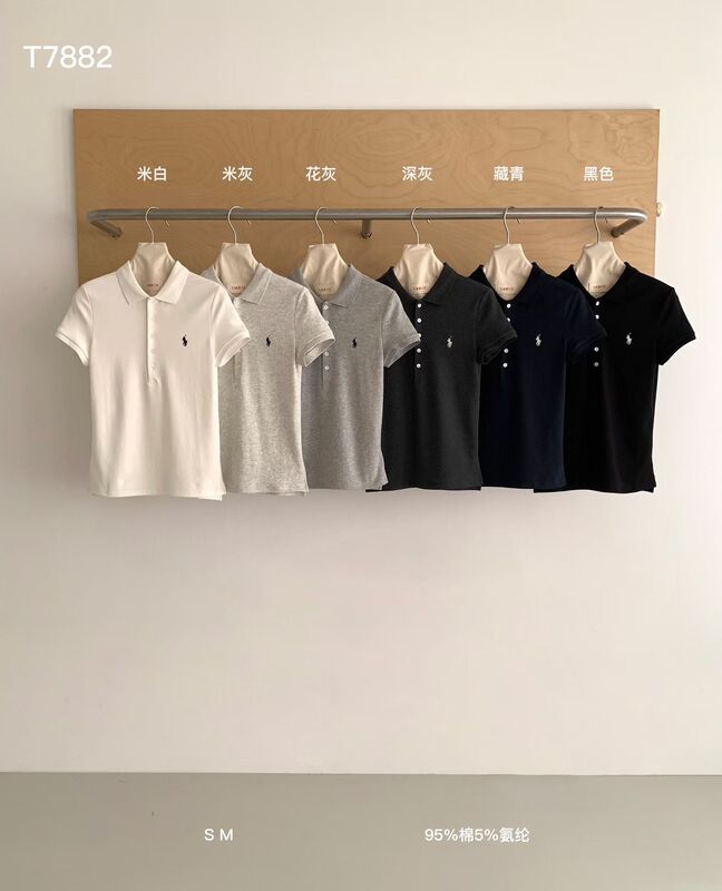 Spring and Summer Korean Style Slimming Versatile Polo Collar Short-Sleeve T-Shirt for Women, Slim-Fit Casual Zebra Embroidery T-Shirt Top 7882