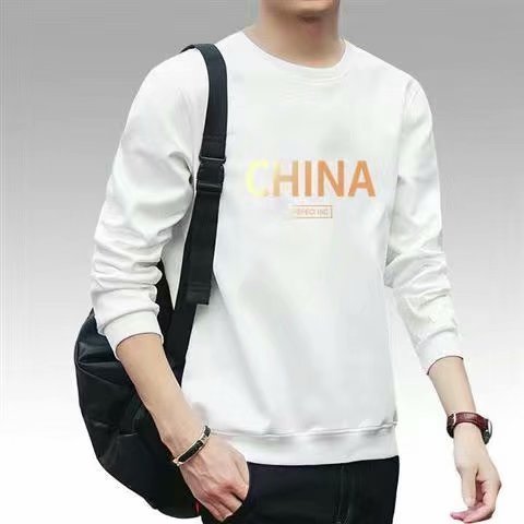 Clothes worn for work, loose and versatile long sleeved T-shirts, sweaters, men's autumn and winter bottoms for work on_voghion.com