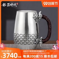Silver Age European silver teacup sterling silver 999 silver cup pure handmade pure silver cup kung fu mug cup tea tank