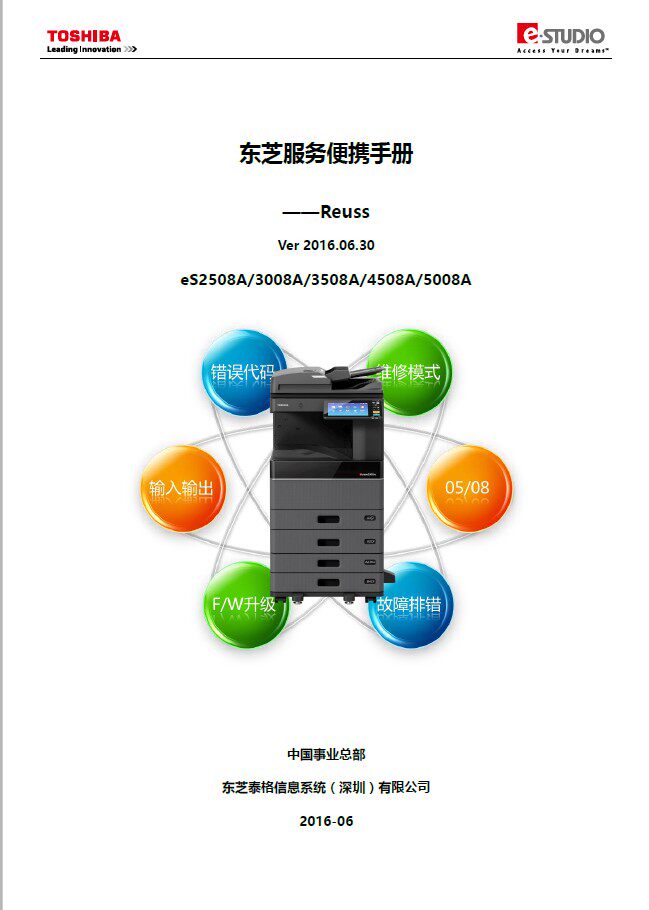 Manual Toshiba 2508A 3008A 3508A 4508A 5008A Copier Repair