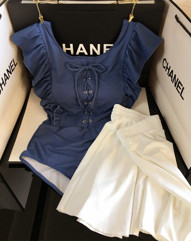 Idol new shop Japanese retro college style small fresh student short skirt two-piece swimsuit ladies one-piece swimsuit