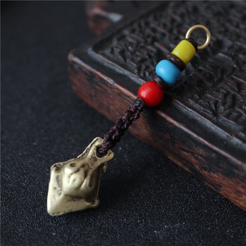 100% Bag Old Tibet Handmade Pure Copper Duckbill Bell Buddha Pearl Counter Pendant with Tibetan National Wind Counter Pendant