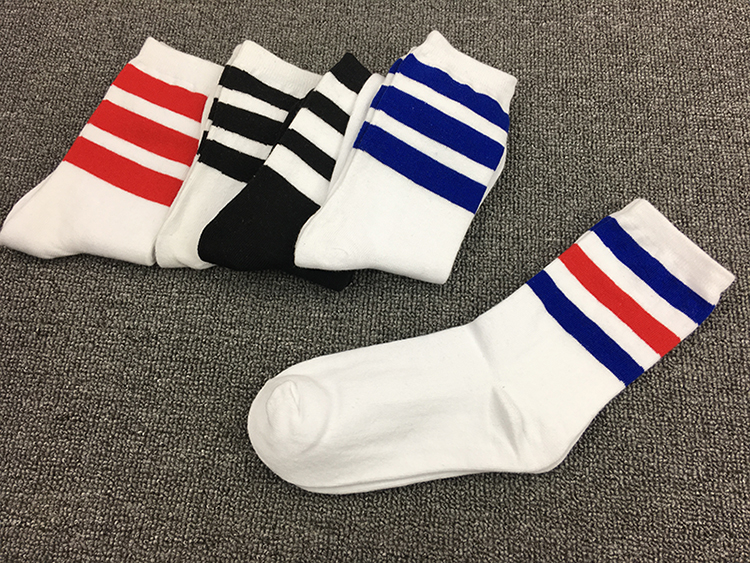 5 đôi tất ba thanh vớ vớ cotton ống vớ nam và nữ vớ thể thao thấm hút mồ hôi vớ vớ đen sọc trắng vớ sinh viên tất cao cổ