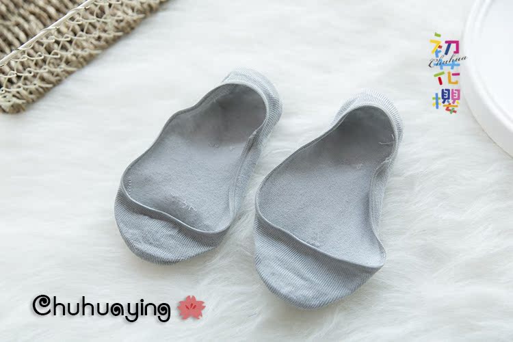 Hoa đầu tiên cherry sợi tre nữ mùa hè vô hình non-slip vớ ngắn phần mỏng nông miệng vớ cotton kháng khuẩn khử mùi thuyền vớ