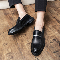 Korean version pointed toe small leather shoes mens British dress business casual hair stylist trendy summer breathable inner heightening mens shoes