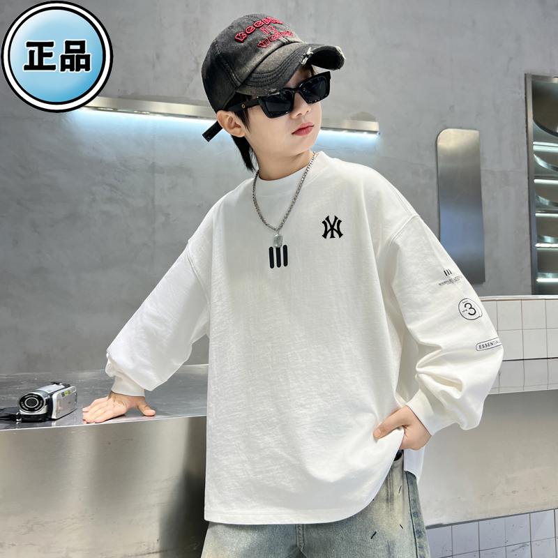 Official Genuine Boys' Long-Sleeved T-Shirt, Spring and Autumn 2025 New Style, Medium and Large Children's Autumn Clothing, Pure Cotton Boys' Stylish Top