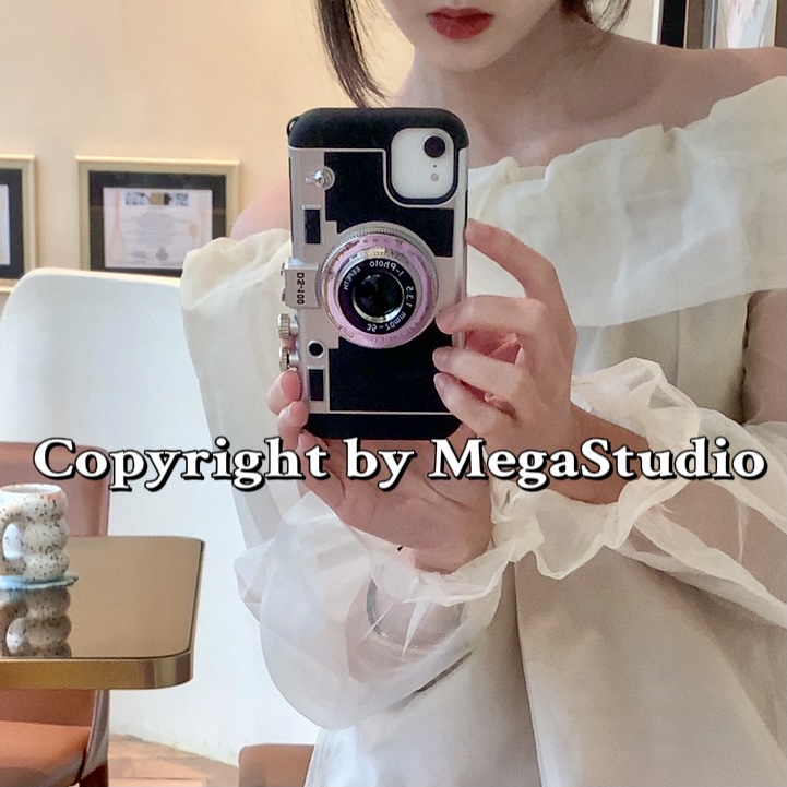 Emily in Paris Style 3D Camera Phone Case with Unique Design, Suitable for iPhone 16 Models, Personalized Couple Style with Crossbody Strap for Huawei P40/Apple 17 Pro Max/15 Pro/13