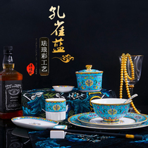 Palace enamel tableware set high-end gold-painted bone china bowls and plates for home wedding hotel and club tableware