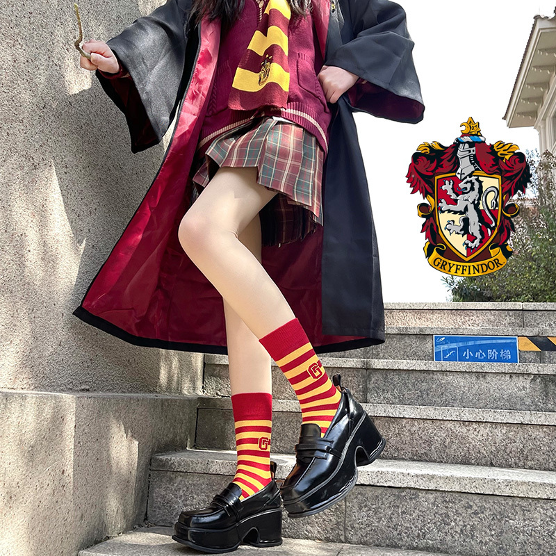 Japanese Harajuku Harry Potter Mid-Calf Socks for Women ins Trendy Letter Versatile Jk School Style Retro Striped Slouch Socks
