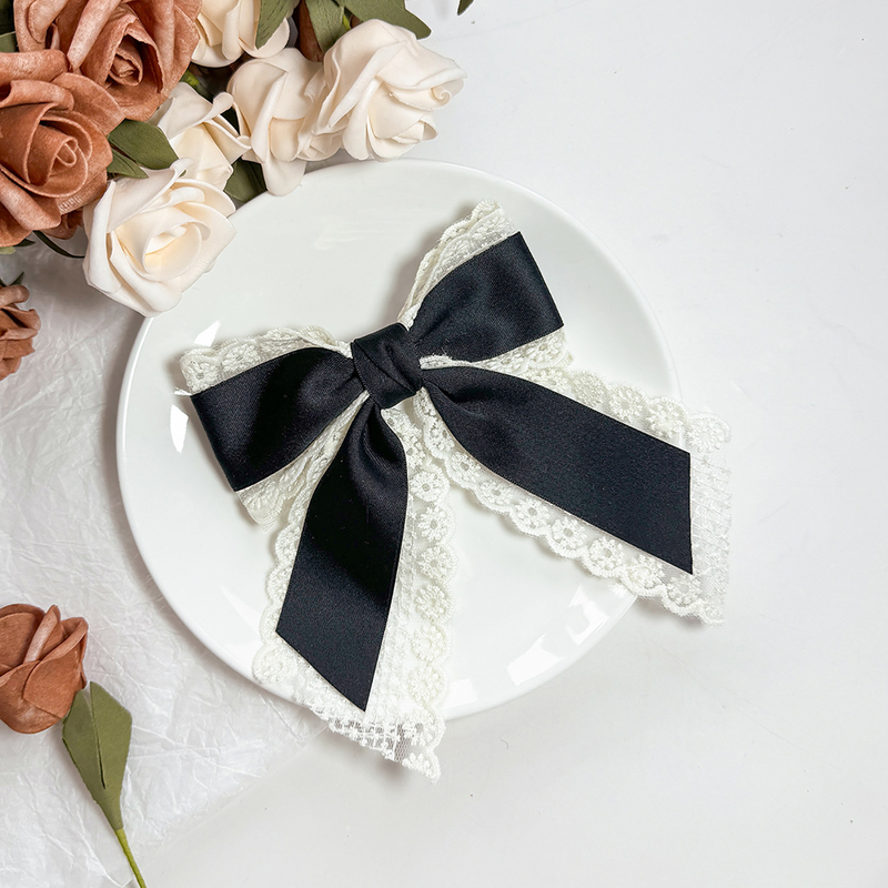Korean Lace Bow Tie Black Fashion Elegant Collar Brooch Accessory Lolita Gentle Versatile Decoration