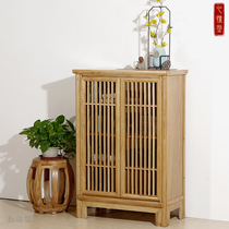 Multi-layer storage shoe cabinet Old elm foyer entrance cabinet Solid wood new Chinese multi-function door cabinet Zen tea edge cabinet