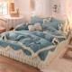 Pure Cotton Four-Piece Set, Princess Style, 100% Cotton Bed Sheet, Duvet Cover, Bed Skirt, Single/Double Ruffled Bedding