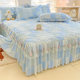 New Quilted Bed Skirt, Single Piece, Thickened Korean Style Bed Cover, Non-Slip, Pure Cotton, Three-Piece Set with Lace Trim to Cover Imperfections