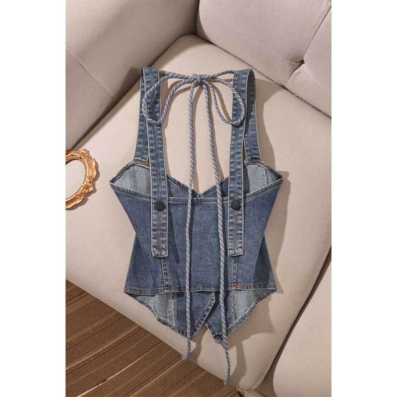 Denim Camisole for Women, Summer Outerwear, Short Style, Inner Layer, Music Festival Outfit, Y2K Millennium Style, American Hot Girl Top