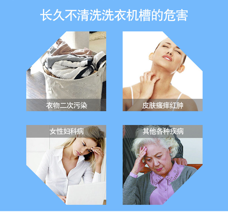 6 túi Chất tẩy rửa máy khử trùng hộ gia đình tự động làm sạch xi lanh bên trong làm sạch khử nhiễm mạnh khử cặn - Trang chủ viên tẩy vệ sinh máy giặt